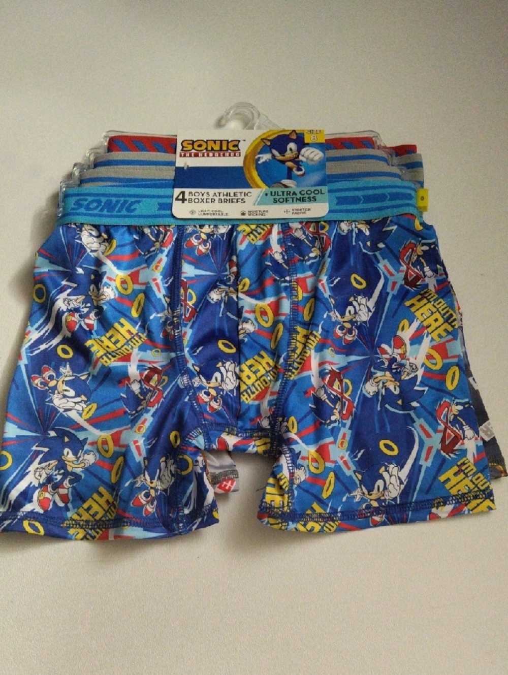 Sonic the Hedgehog Boys Boxer Briefs Pack Of 4  New Size 8